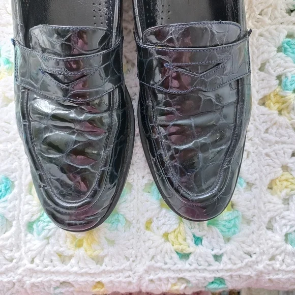 Amalfi Italy Women's Pillow Black Crocodile Pattern Loafers Size 7.5 US - Picture 10 of 14